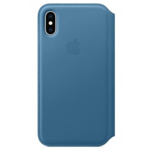 Apple iPhone XS Leather Folio - modrosivá