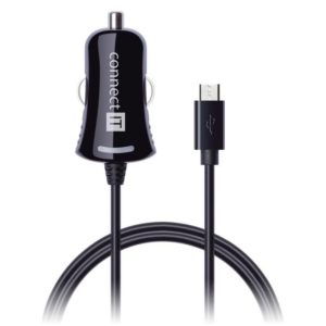 Adaptér do auta Connect IT, Micro USB, 2,1A - 1,5 m čierny