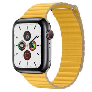 Remienok COTEetCI Loop Band na Apple Watch 38/40/41 mm, kožený, žltý