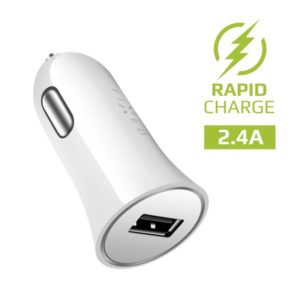 Adaptér do auta FIXED 1x USB, 2,4A - biely