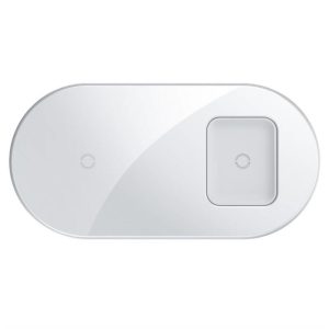 Bezdrôtová nabíjačka BASEUS Simple 2in1, max 18W - biela