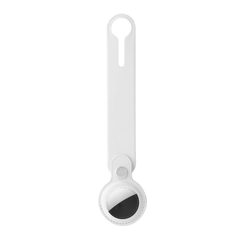 Puzdro RhinoTech kožené pre Apple AirTag s pútkom - biela